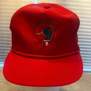 Vintage Duck Head Red Rope Hat Strapback Cap Mallard Logo Made in Korea NWOT